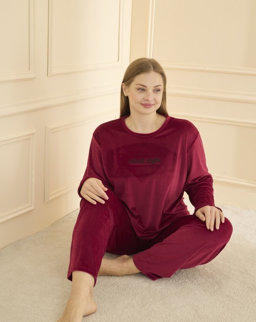 BATTAL FIRANSIZ KADİFE PİJAMA TAKIMI 13213 +