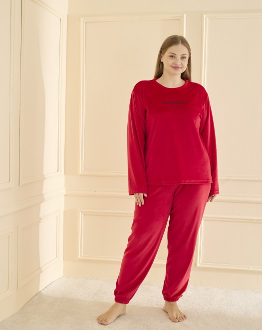 BATTAL FIRANSIZ KADİFE PİJAMA TAKIMI 13212 +