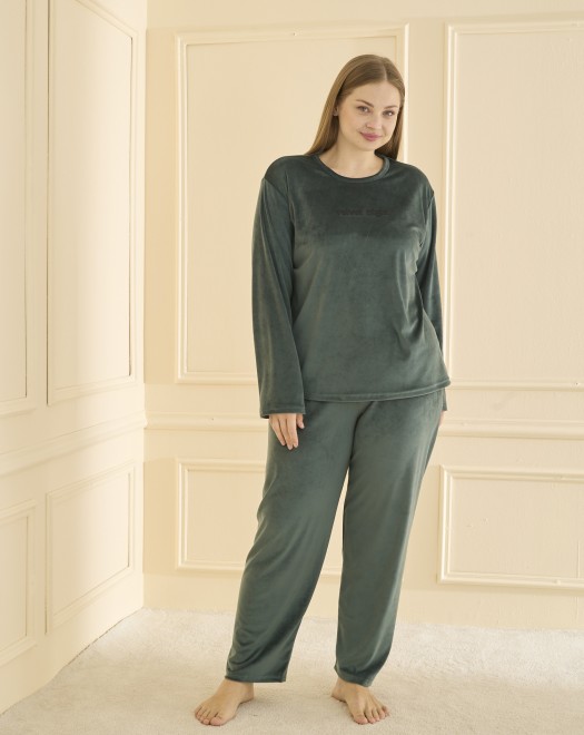 BATTAL FIRANSIZ KADİFE PİJAMA TAKIMI 13213 +