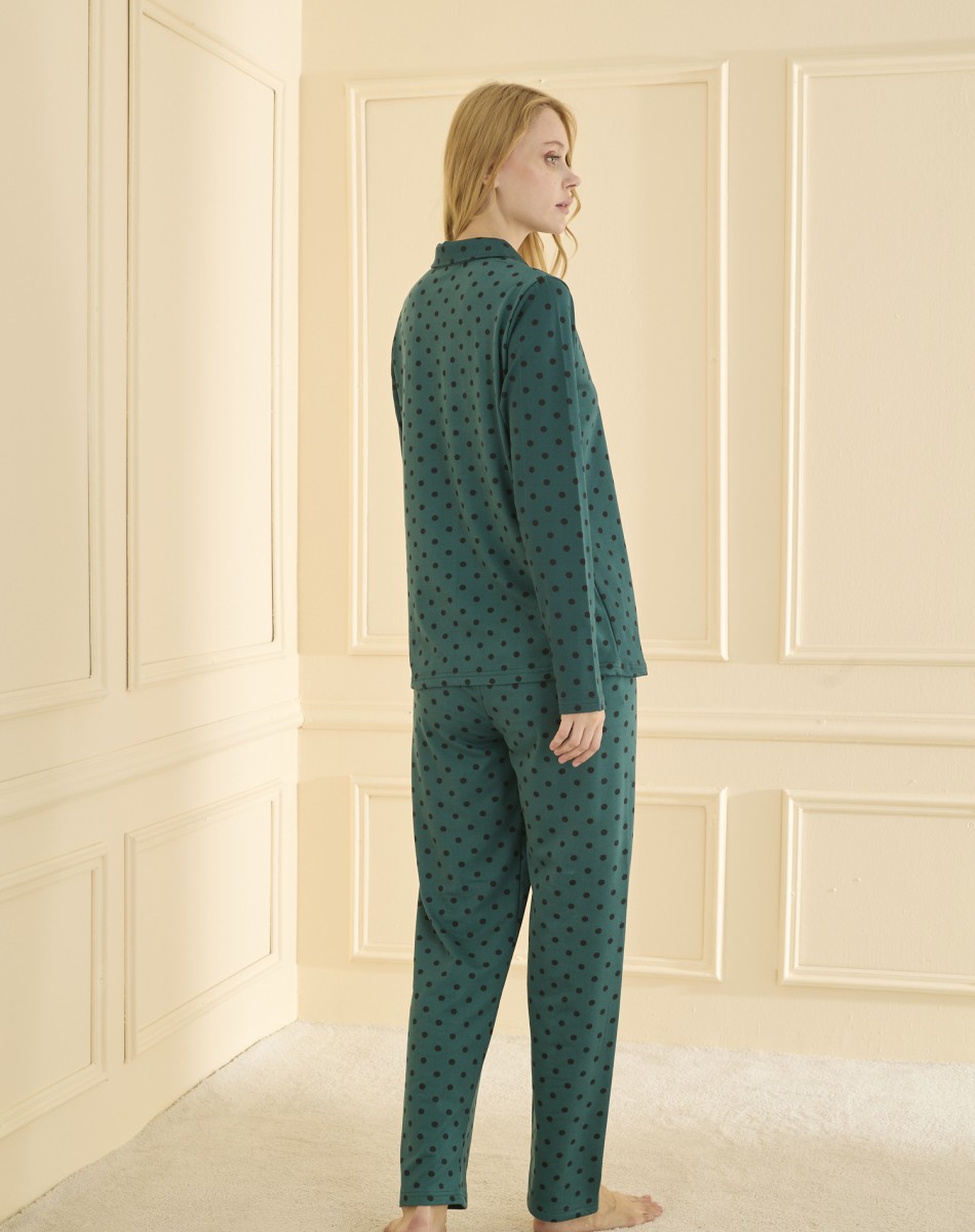 SANDY UZUN KOL DÜĞMELİ PİJAMA TAKIMI 19103 +