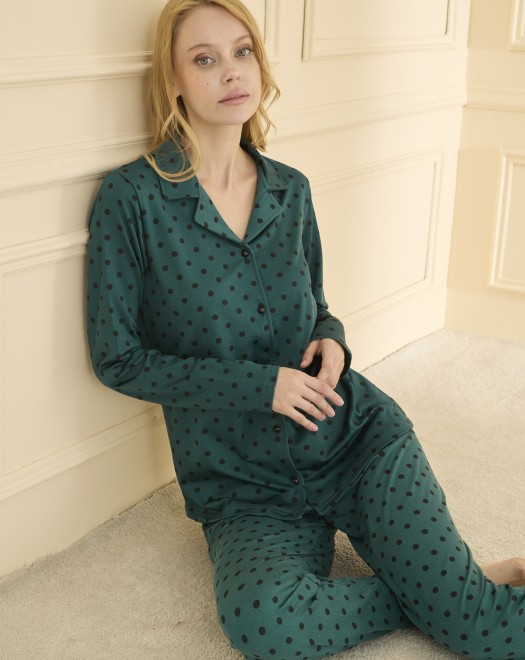 SANDY UZUN KOL DÜĞMELİ PİJAMA TAKIMI 19103 +