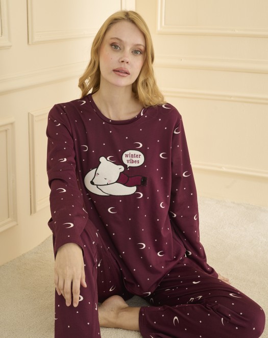 SANDY UZUN KOL PİJAMA TAKIMI 19104 +