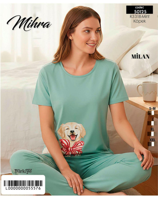50125 MİLAN KISA KOLLU BAYAN PİJAMA TAKIM