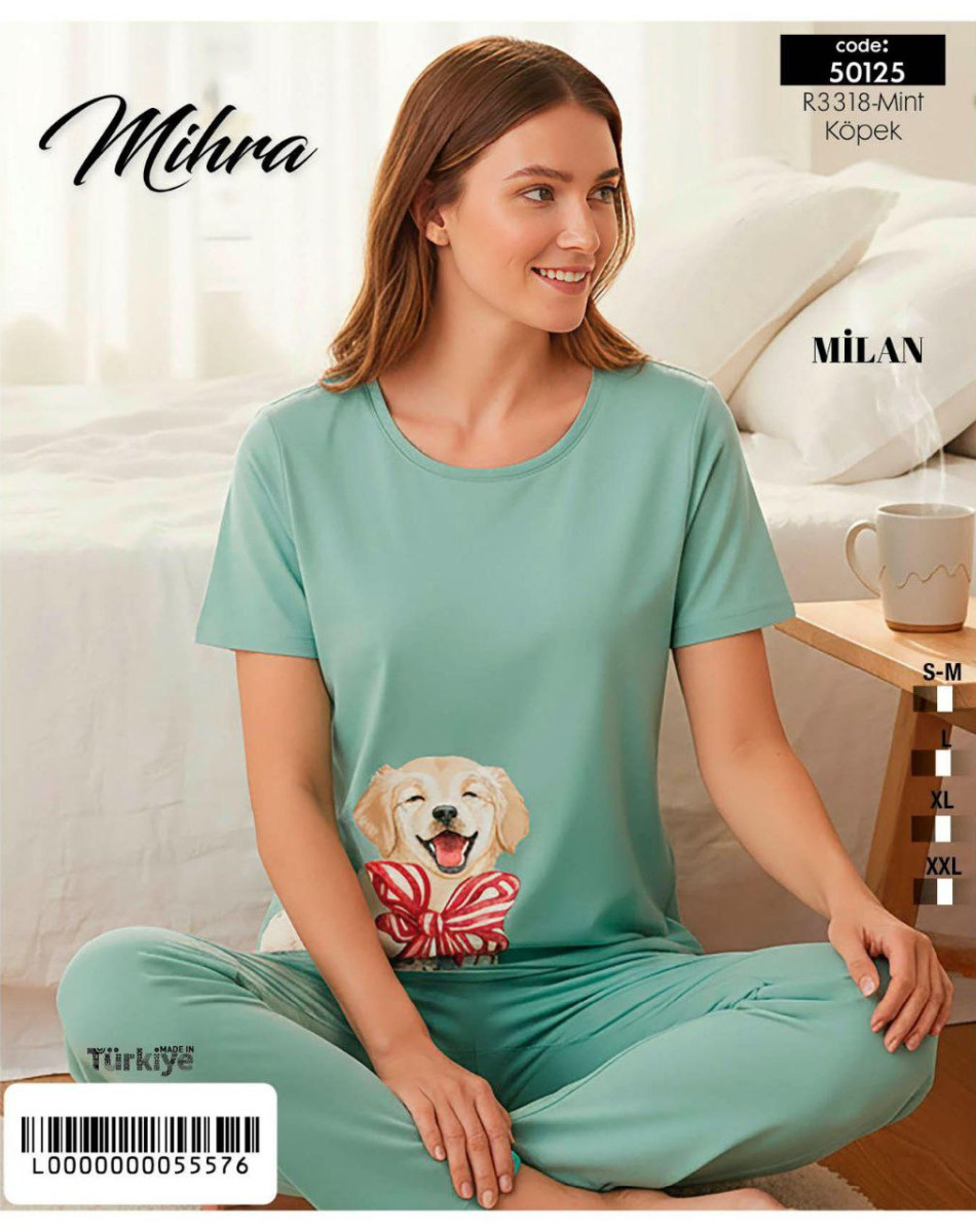 50125 MİLAN KISA KOLLU BAYAN PİJAMA TAKIM