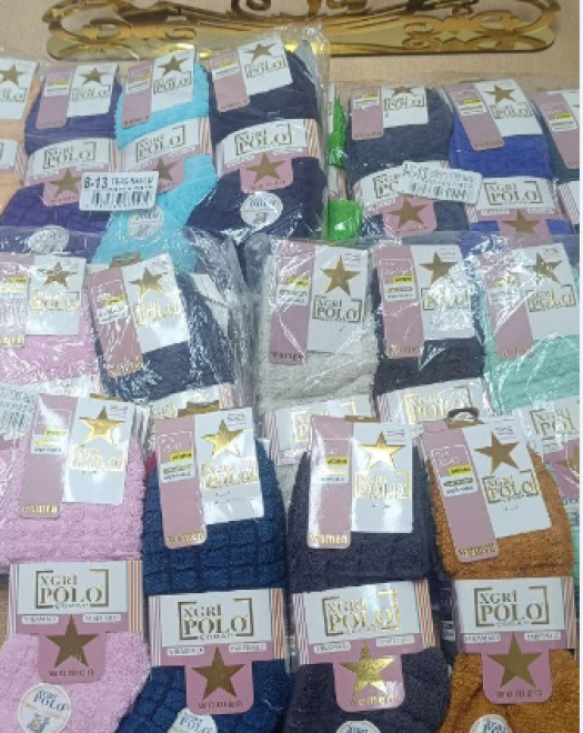 B-13 KADIN ETİKETLİ TERS HAVLU BAYAN PATİK ÇORAP