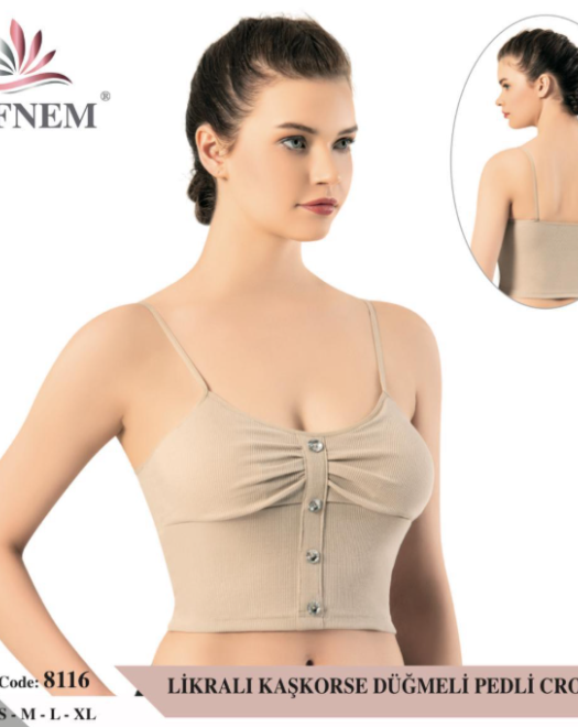 8116 DÜĞMELLİ CROP