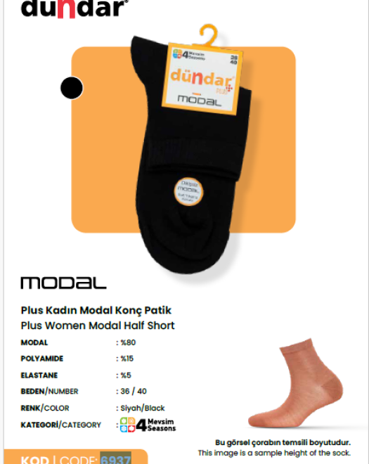 6937 MODAL DİKİŞSİZ KONÇ YIKAMALI PARFÜMLÜ ÇORAP