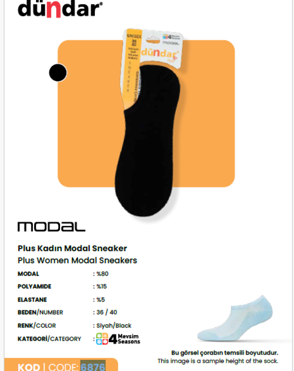 6876 MODAL DİKİŞSİZ SOFT YIKAMALI PARFÜMLÜ SINIKIRS ÇORAP