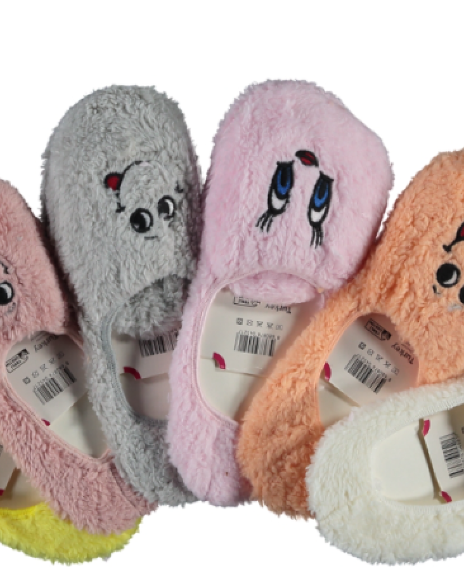 PELUŞ NAKIŞLI KADIN BABET