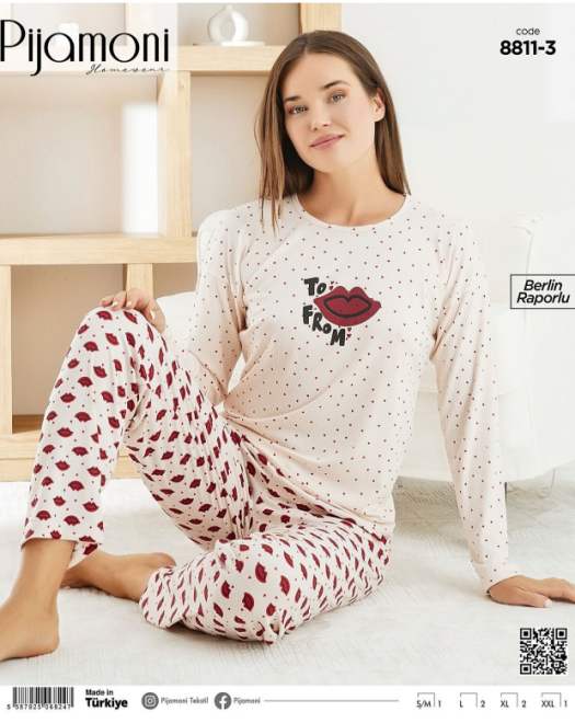 8811 BERLİN RAPORLU BAYAN PİJAMA TAKIMI