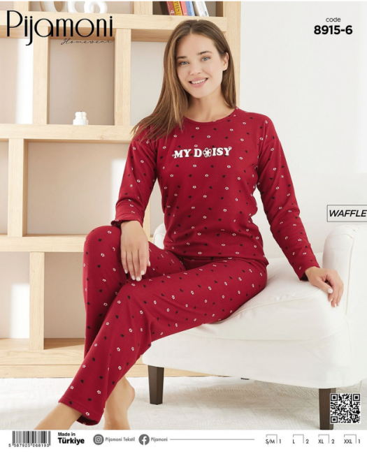 8915 WAFLE BAYAN PİJAMA TAKIMI