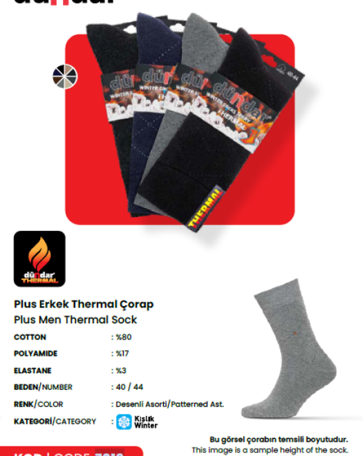 7019 THERMAL DİKİŞSİZ ERKEK ÇORAP
