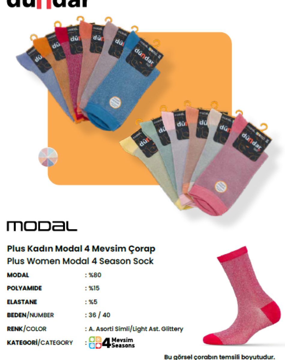 5725 BAYAN 4 MEVSİM UNISEX MODAL DİKİŞSİZ ÇORAP