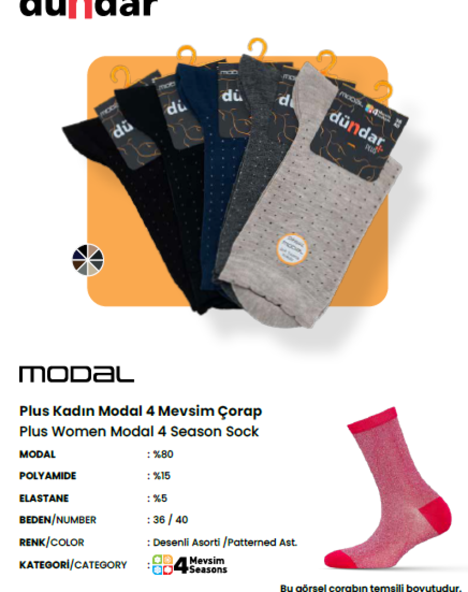 5725 BAYAN 4 MEVSİM UNISEX MODAL DİKİŞSİZ ÇORAP