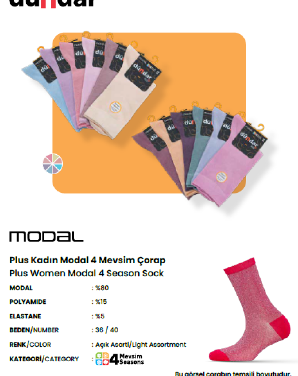 5725 BAYAN 4 MEVSİM UNISEX MODAL DİKİŞSİZ ÇORAP