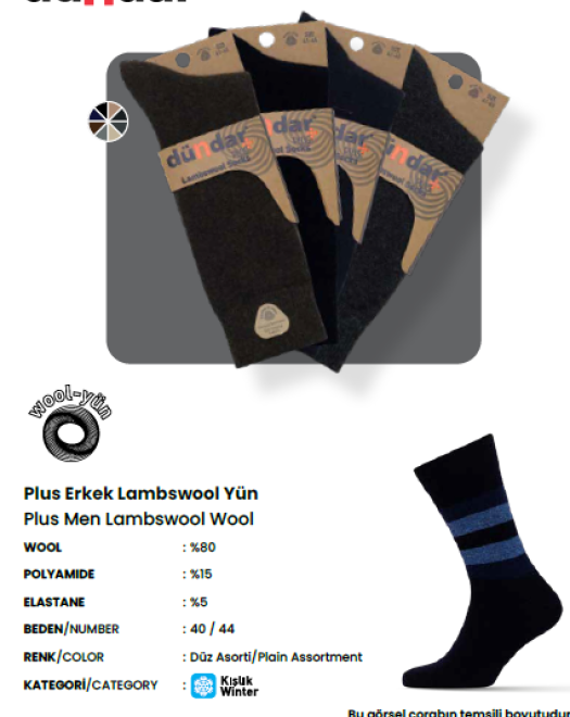 5909 ERKEK LAMBSWOOL YÜN ÇORAP