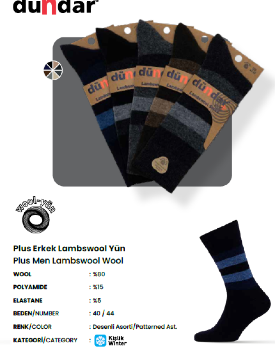 5909 ERKEK LAMBSWOOL YÜN ÇORAP