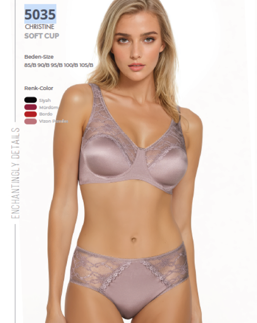 5035 SOFT DANTELLİ GENİŞ ASKILI SÜTYEN TAKIMI