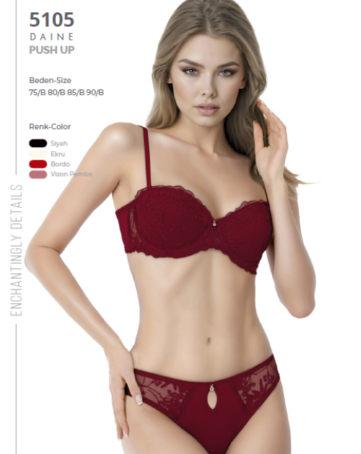 5105 BRODE KAPLI SİLİKONLU SÜTYEN TAKIMI