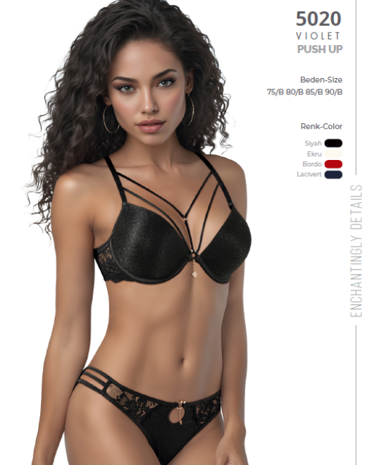 5020 SİLİKONLU TAŞLI SİMLİ SÜTYEN TAKIMI