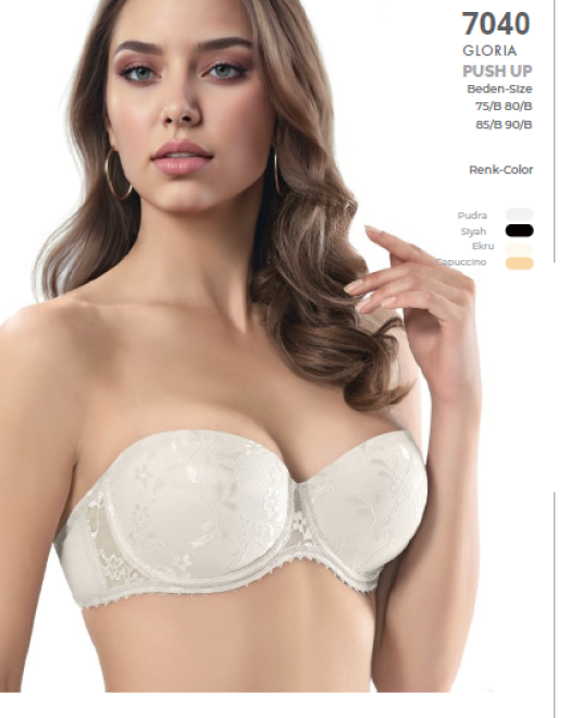 7040 DANTEL KAPLI STRAPLEZ İÇİ DOLU SÜTYEN