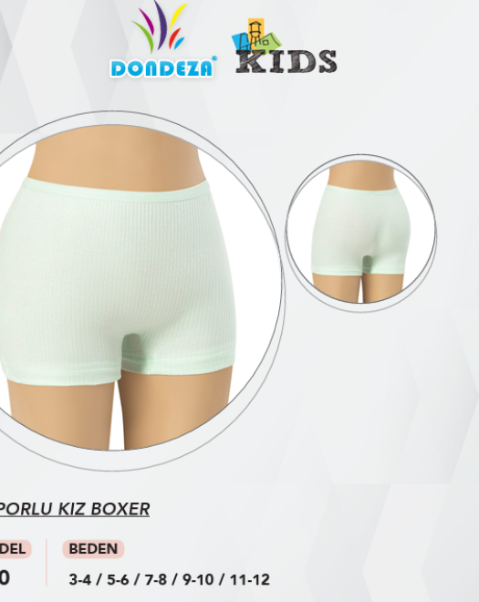 440 RAPORLU ESNEK KUMAŞ KIZ ÇOCUK BOXER