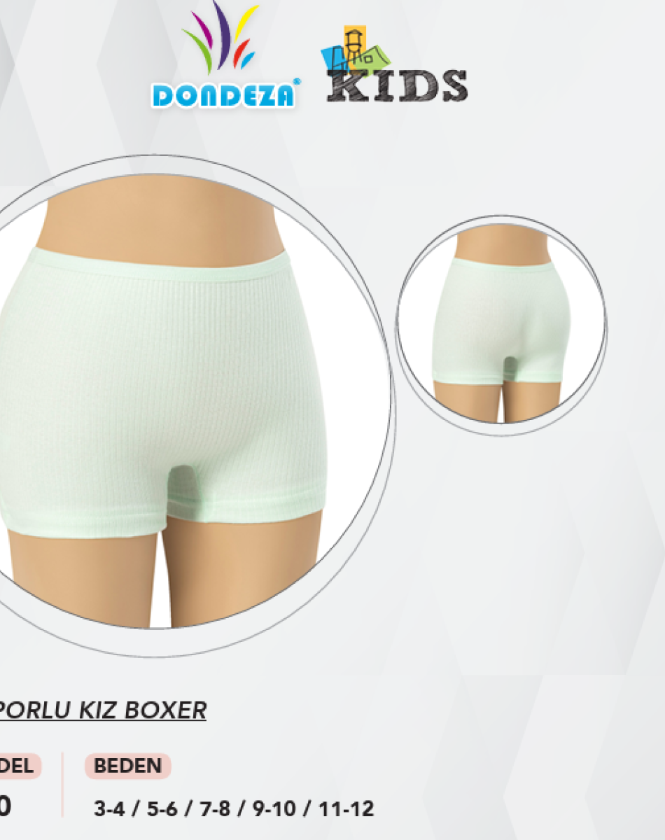 440 RAPORLU ESNEK KUMAŞ KIZ ÇOCUK BOXER