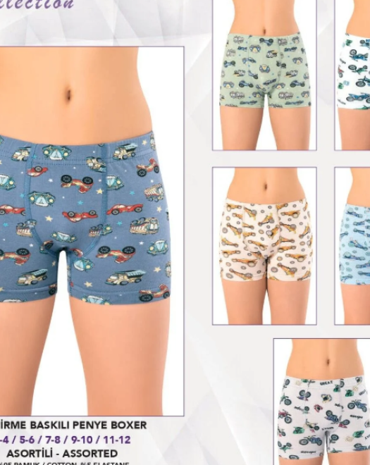 1013 BASKILI ERKEK ÇOCUK BOXER