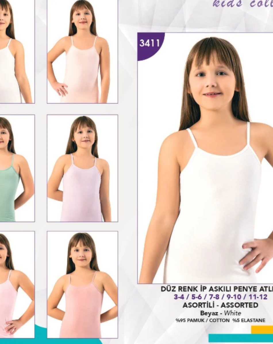 3411 İP ASKILI PENYE KIZ ÇOCUK ATLET