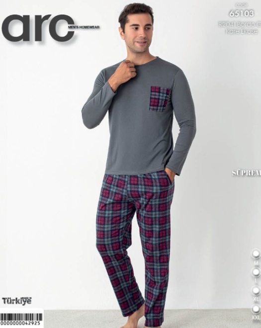 65103 SÜPREM ERKEK CEP DETAYLI PİJAMA TAKIM