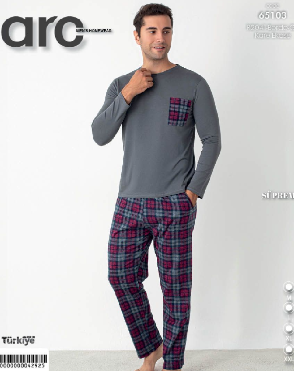 65103 SÜPREM ERKEK CEP DETAYLI PİJAMA TAKIM