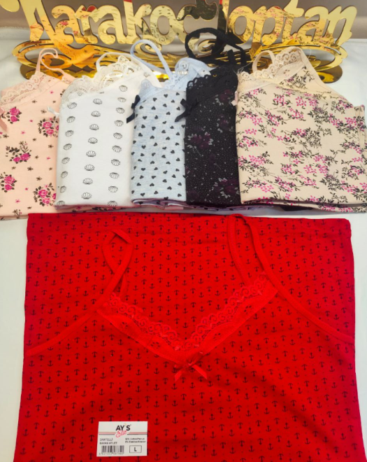 EMPİRME PENYE YAKA DANTELLİ İP ASKI KADIN ATLET