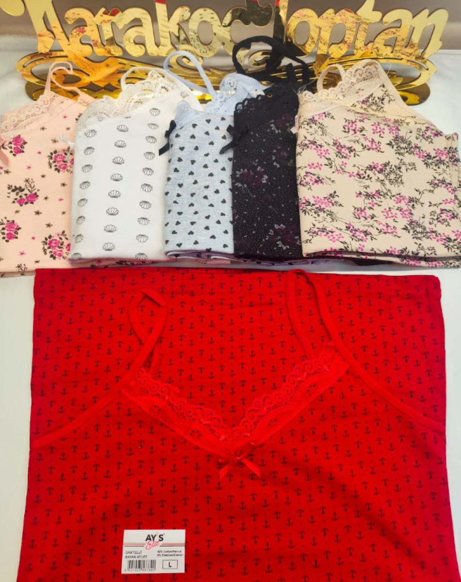 EMPİRME PENYE YAKA DANTELLİ İP ASKI KADIN ATLET