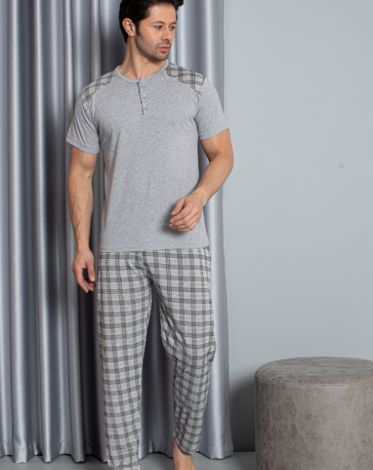 9055 SÜPREM KISA KOL ERKEK PİJAMA TAKIM