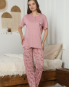 5536-5537 VİSKON DÜĞMELLİ KISAKOL BAYAN PİJAMA TAKIMI