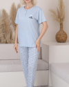 5536-5537 VİSKON DÜĞMELLİ KISAKOL BAYAN PİJAMA TAKIMI
