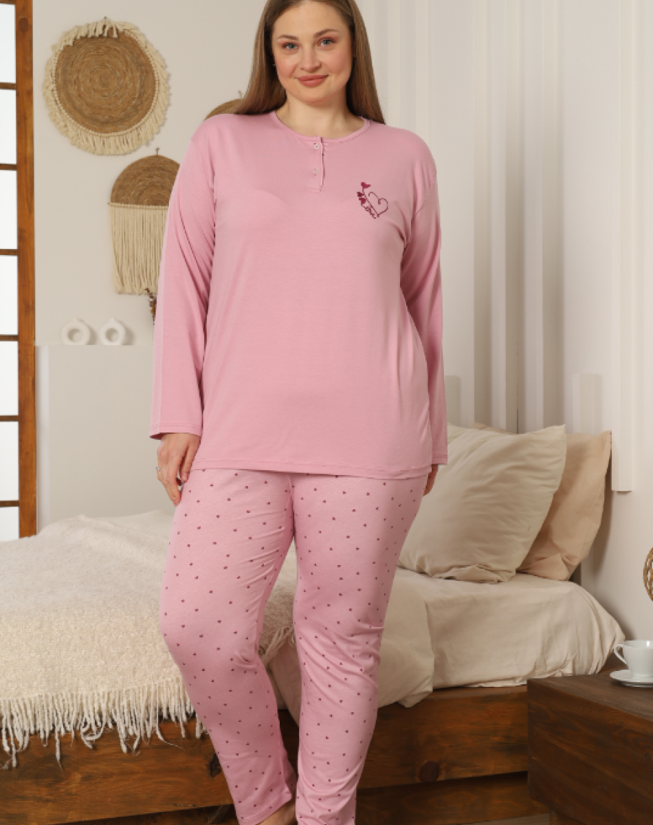 15051 MODAL UZUN KOL BATTAL BAYAN PİJAMA TAKIM