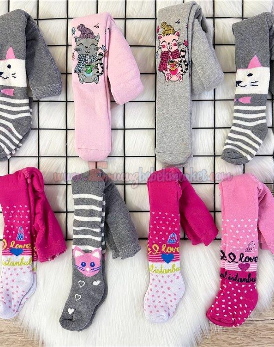HAVLU KIZ ÇOCUK DESENLİ KÜLOTLU ÇORAP