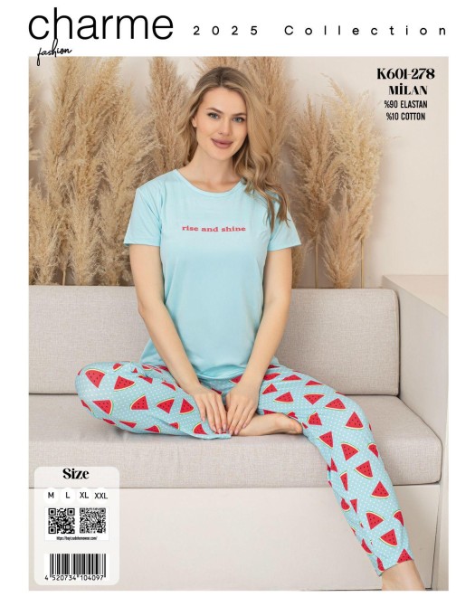 MİLAN KISAKOL ALTI UZUN KADIN PİJAMA TAKIM