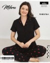 80602 MARLENKA DÜGMELİ KISA KOL KADIN PİJAMA TAKIM