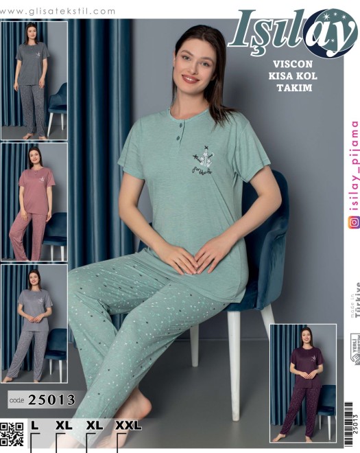 VİSKON KISAKOL PİJAMA TAKIMI +
