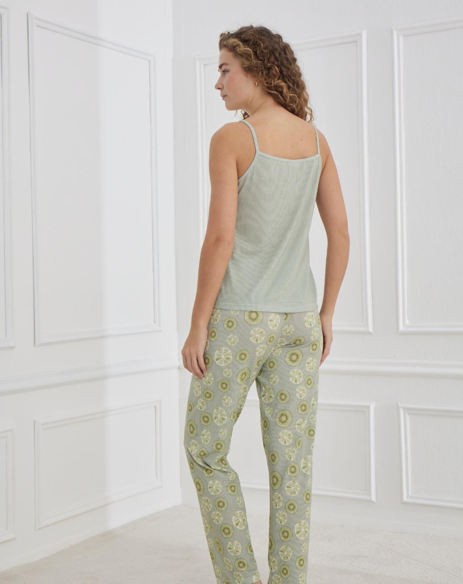 70108 LİKRALI SÜPREM KADIN İP ASKILI PİJAMA TAKIM