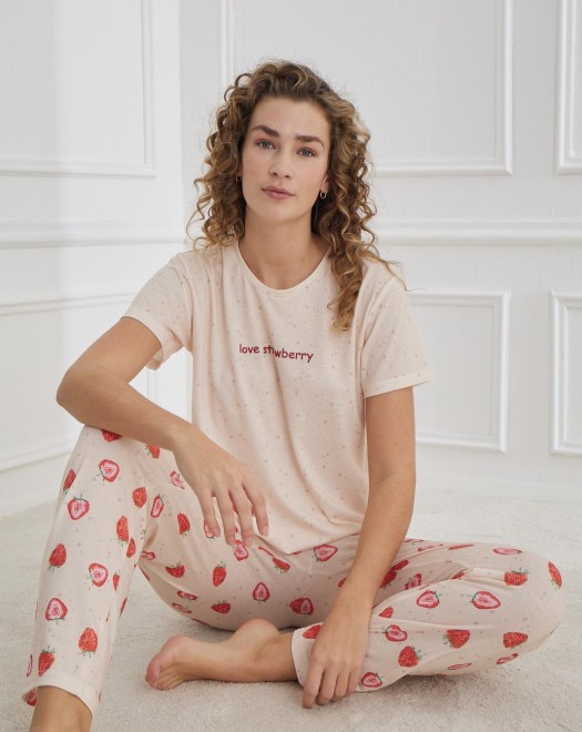 70109 LİKRALI SÜPREM KISAKOL KADIN PİJAMA TAKIM