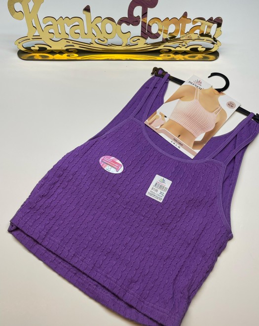 8136 BÜRÜMCÜK ÇİFT ASKILI PEDLİ CROP