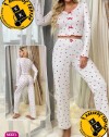 FİTİLLİ KALPLİ UZUN KOLLU  PİJAMA TAKIM