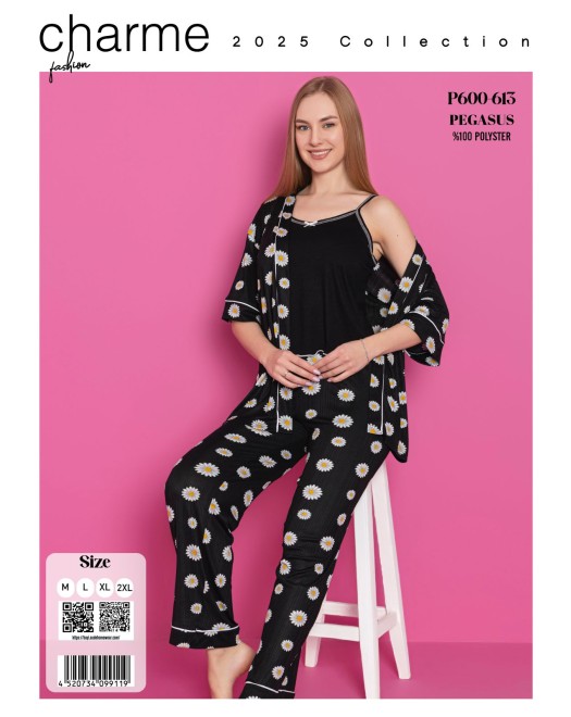 PEGASUS KADIN 3 LÜ PİJAMA TAKIM