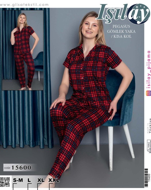 PEGASUS DÜĞMELİ KADIN PİJAMA TAKIM