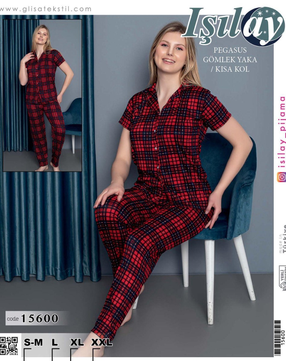 PEGASUS DÜĞMELİ KADIN PİJAMA TAKIM