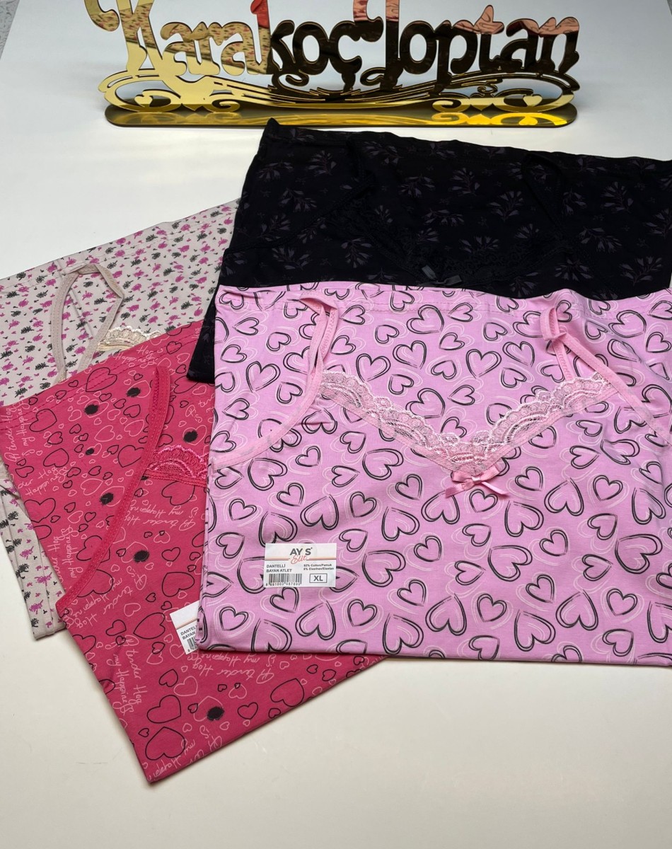 EMPİRME PENYE YAKA DANTELLİ İP ASKI KADIN ATLET