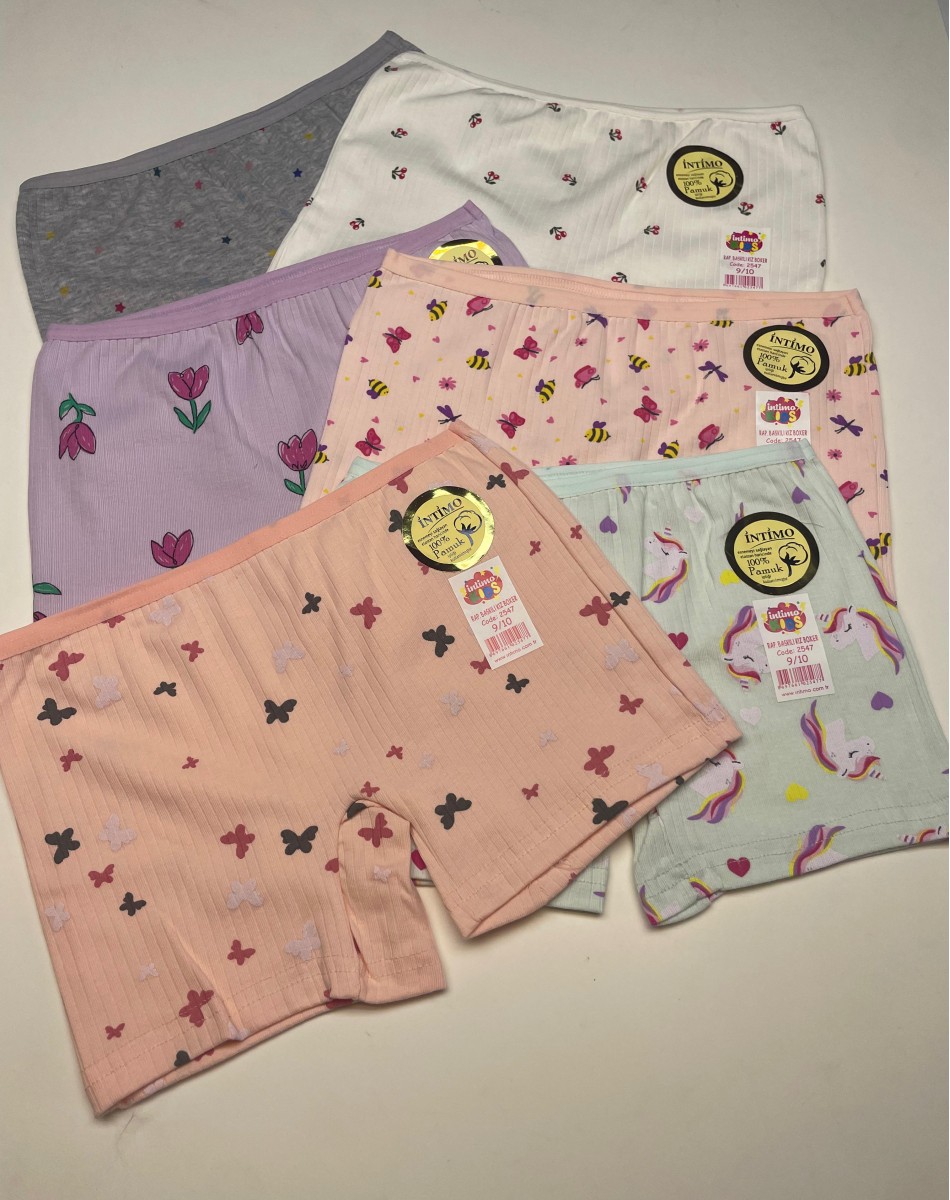 2547 RAPORLU BASKILI KIZ ÇOCUK BOXER